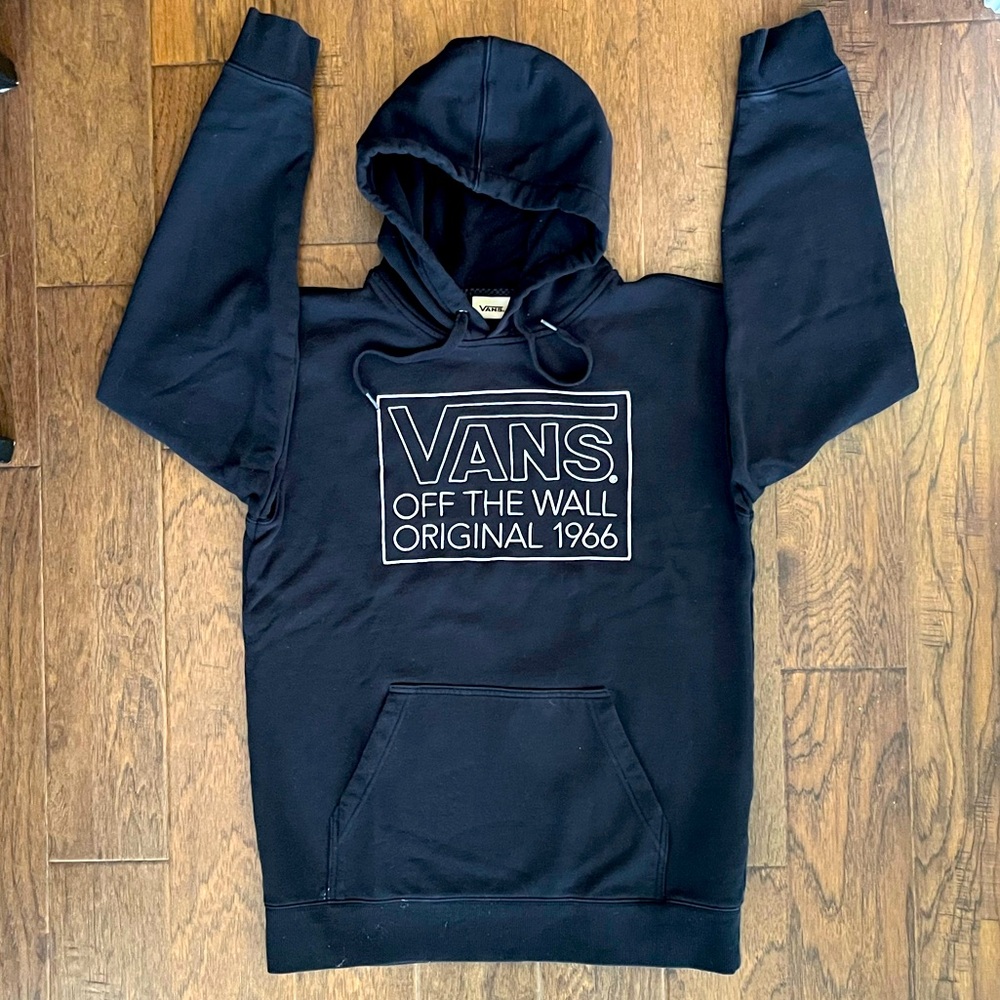 Vans black pull over hoodie embroidered off the wall original 1966 logo
